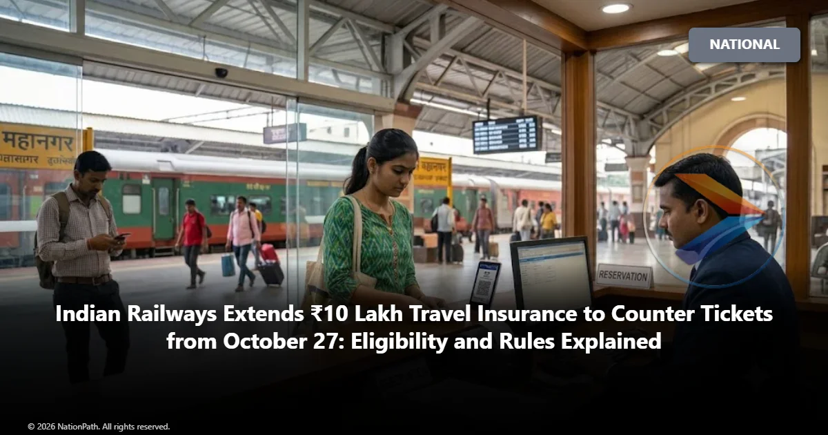 Indian Railways Extends ₹10 Lakh Travel Insurance to Counter Tickets from October 27: Eligibility and Rules Explained - www.nationpathindia.com